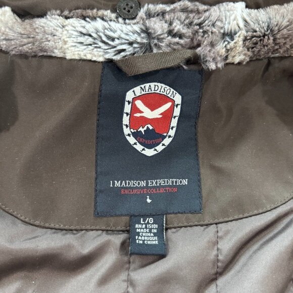 1 Madison Expedition Women's Faux Fur Trim Hood Parka Jacket Green Size Large - Picture 3 of 12